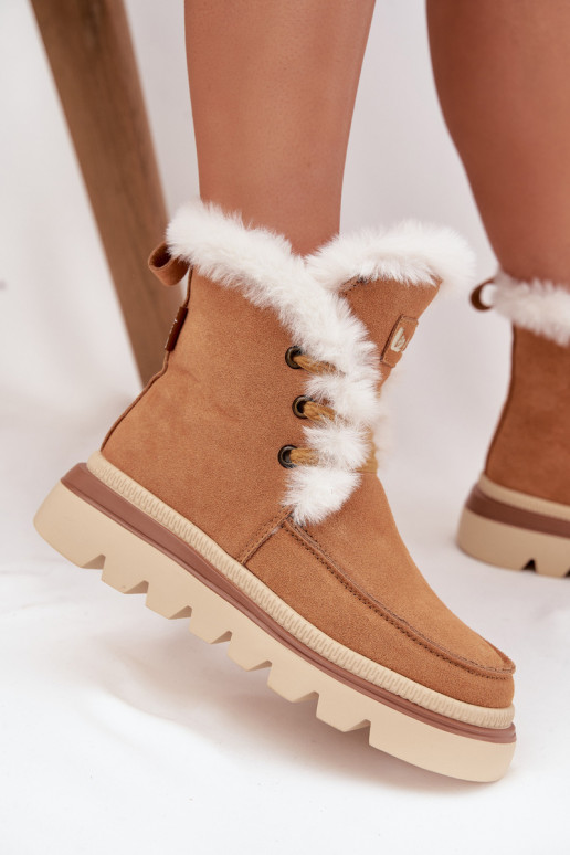 sniego batai  Z Naturalnego Zamszu Lee Cooper LCJ-25-01-3738 Camel