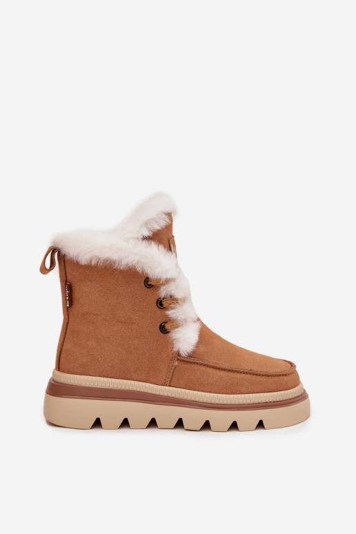 sniego batai  Z Naturalnego Zamszu Lee Cooper LCJ-25-01-3738 Camel