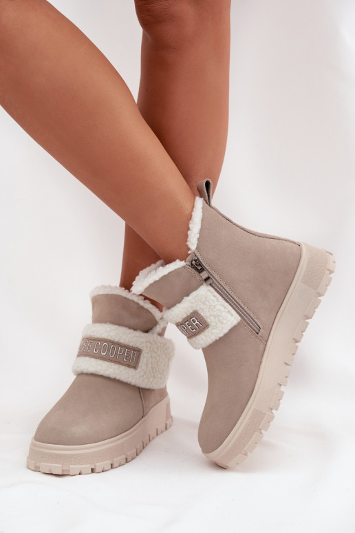 sniego batai Moteriški aulinukai Z Naturalnego Zamszu su pašiltinimu Lee Cooper LCJ-25-01-3739 pilkos spalvos