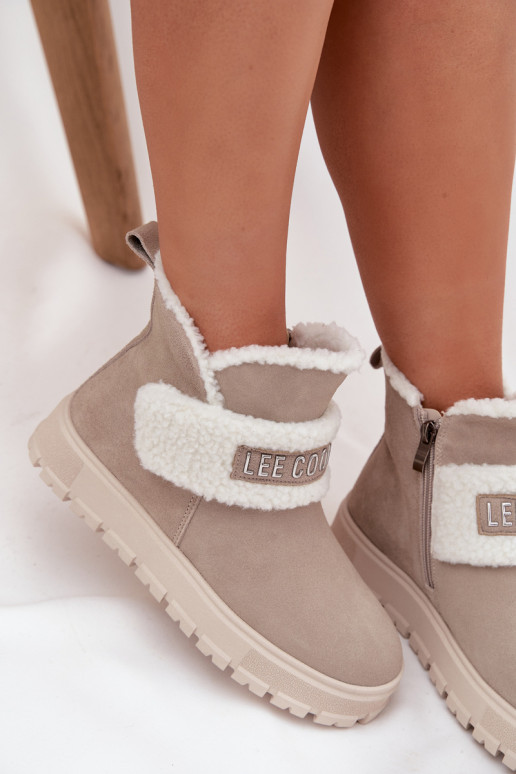 sniego batai Moteriški aulinukai Z Naturalnego Zamszu su pašiltinimu Lee Cooper LCJ-25-01-3739 pilkos spalvos