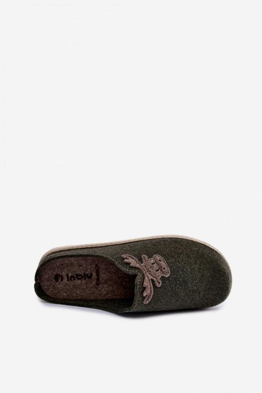 Šlepetės  su elniukais Inblu CS000049 chaki spalvos