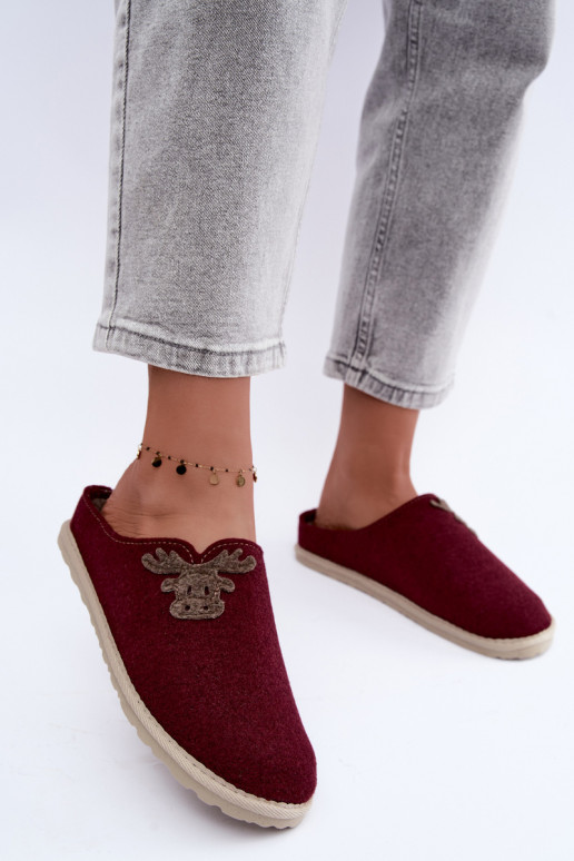 Šlepetės  su elniukais Inblu CS000049 bordo spalvos