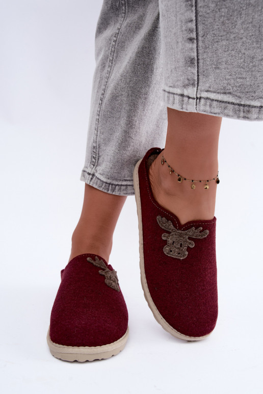 Šlepetės  su elniukais Inblu CS000049 bordo spalvos
