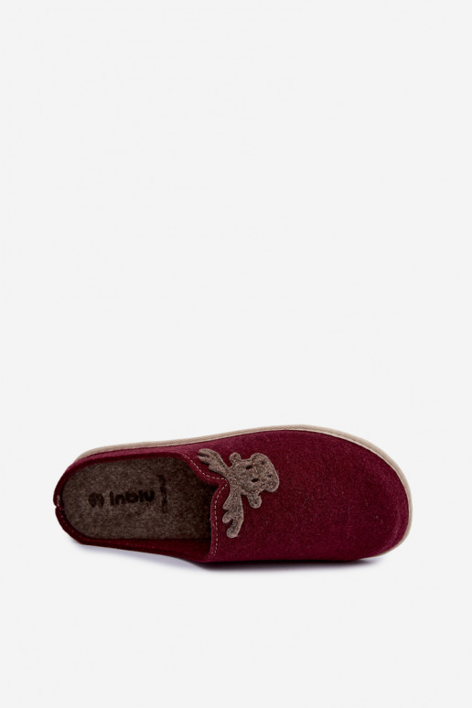 Šlepetės  su elniukais Inblu CS000049 bordo spalvos