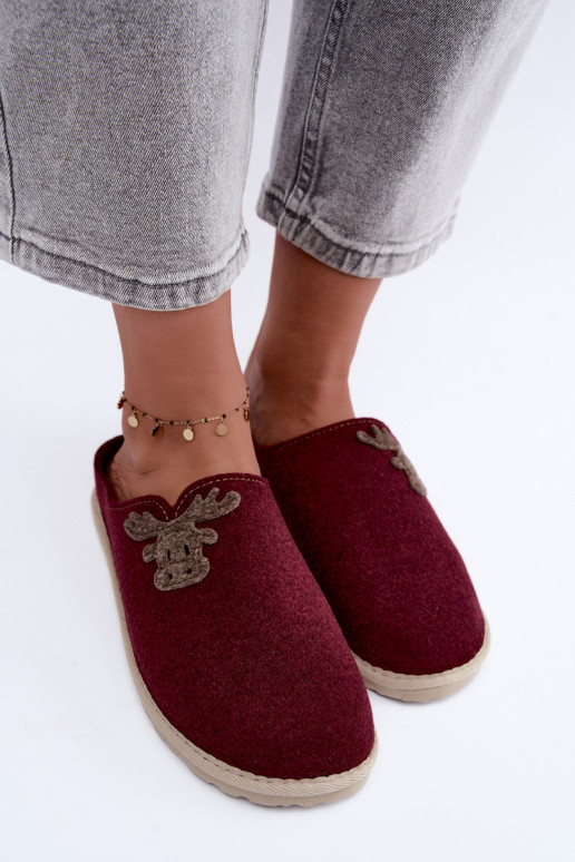 Šlepetės  su elniukais Inblu CS000049 bordo spalvos