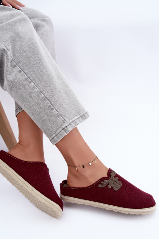 Šlepetės  su elniukais Inblu CS000049 bordo spalvos