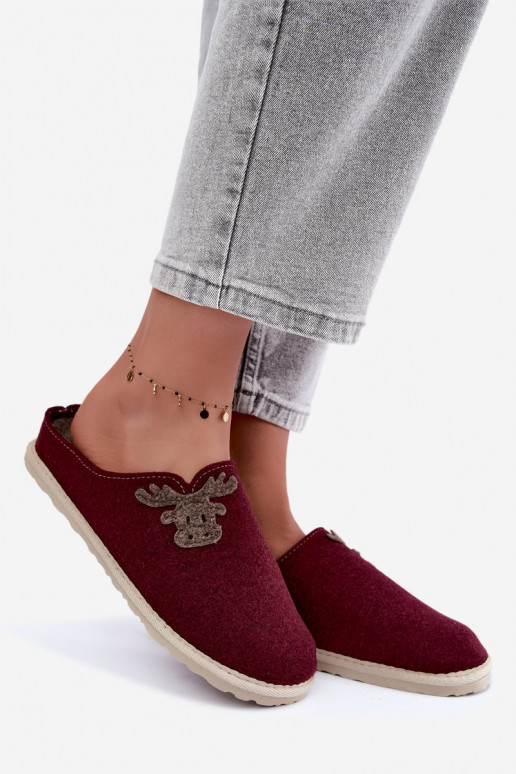 Šlepetės  su elniukais Inblu CS000049 bordo spalvos