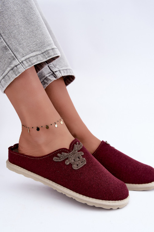 Šlepetės  su elniukais Inblu CS000049 bordo spalvos