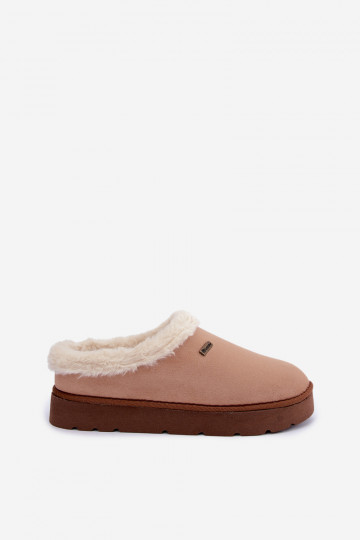 Šlepetės batai naminės  su kailiuku Inblu DR000004 Camel