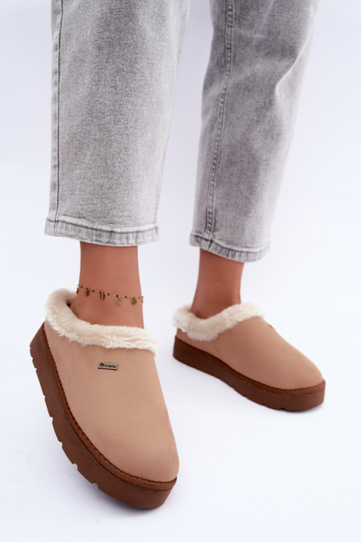 Šlepetės batai naminės  su kailiuku Inblu DR000004 Camel