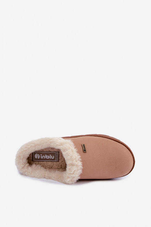 Šlepetės batai naminės  su kailiuku Inblu DR000004 Camel