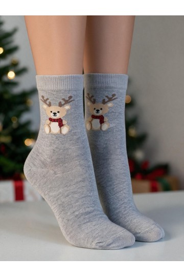 Vaikiškos kojinės Christmas Meškiukai Z Porożem pilkos spalvos