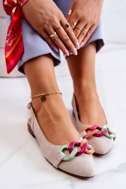 Zomšinės balerinos su grandinėlėmis...