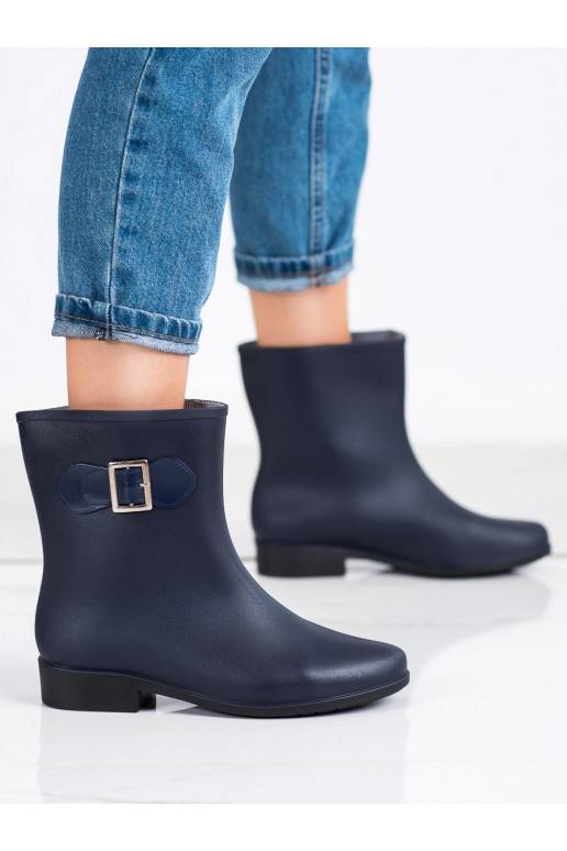 Tamsiai mėlynos spalvos Guminiai batai su sagtimis 