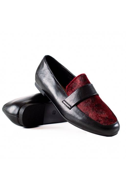 CZARNO-bordo spalvos spalvos batai su kailiuku