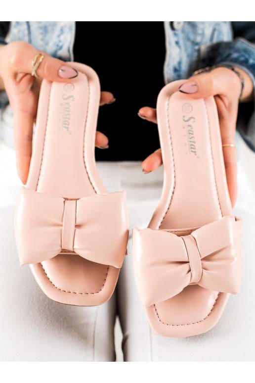 rožinės spalvos Šlepetės su kaspinais 