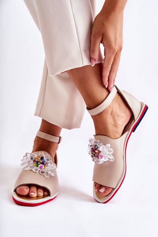 Smėlio spalvos sandalai su...