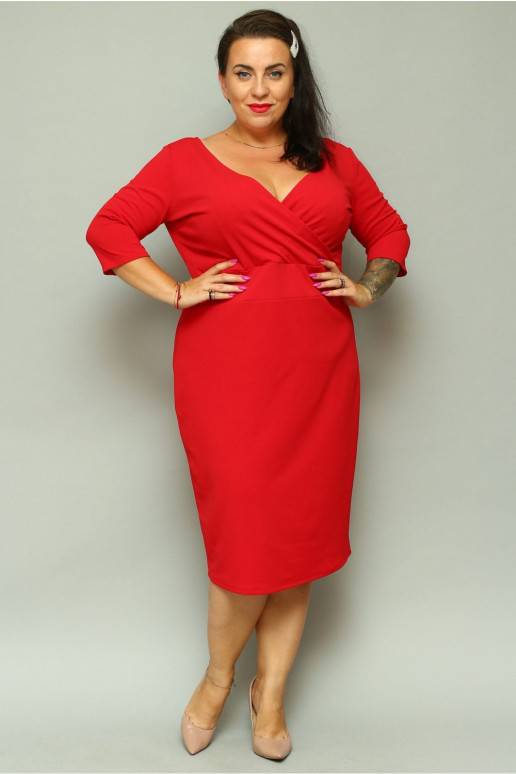 Stilinga raudonos spalvos Plus size suknelė Karko