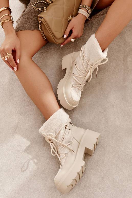 Smėlio spalvos aulinukai sniego batai...