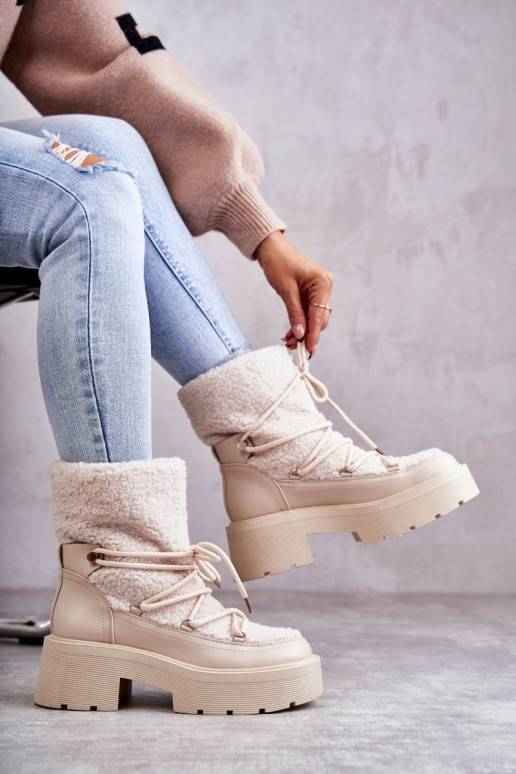 Smėlio spalvos aulinukai sniego batai...