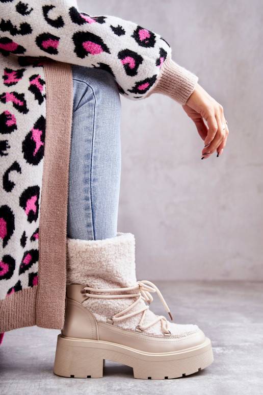 Smėlio spalvos aulinukai sniego batai...