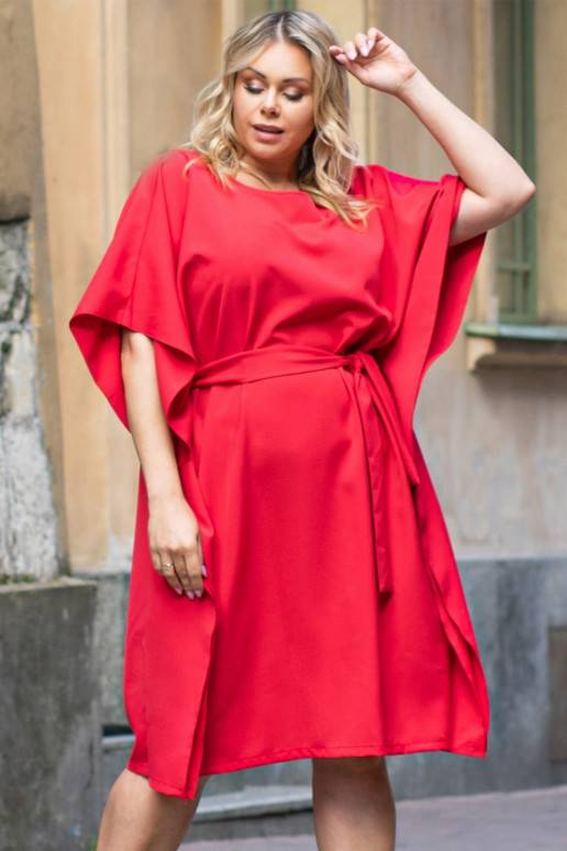 Raudonos spalvos Plus size suknelė modelis Karko