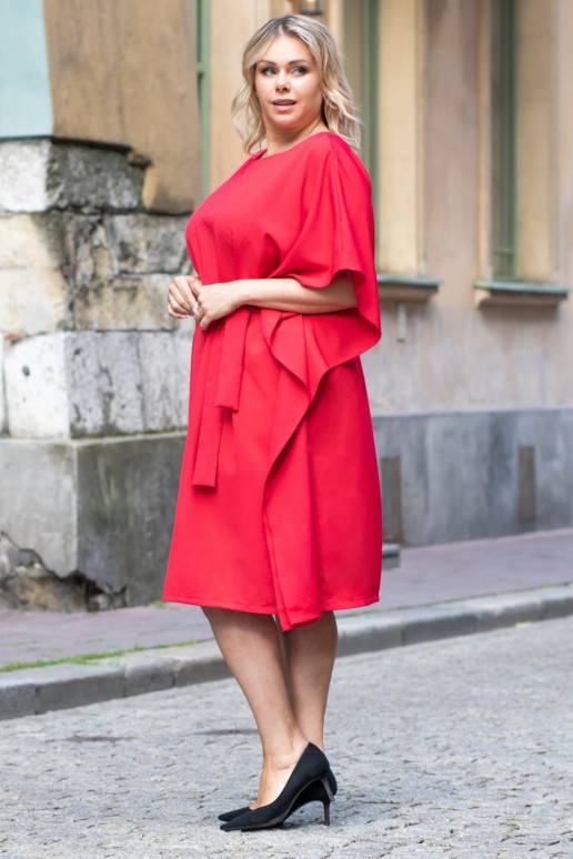 Raudonos spalvos Plus size suknelė modelis Karko