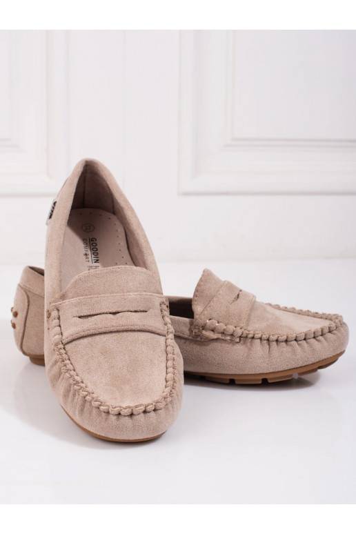 iš zomšos moteriški mokasinai Shelovet  smėlio spalvos