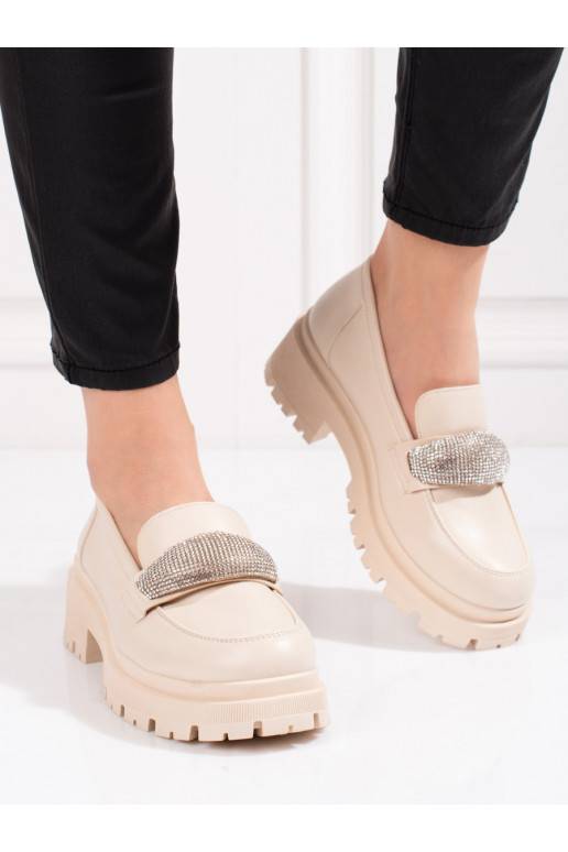 moteriški pusbačiai iš eko odos Shelovet smėlio spalvos