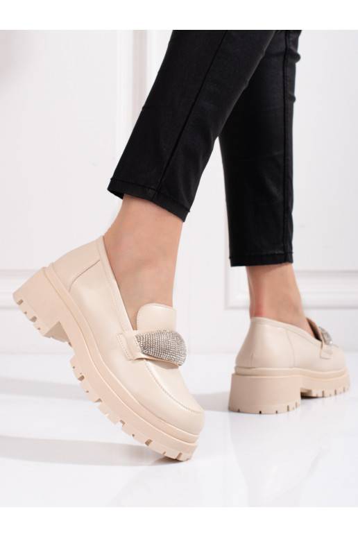 moteriški pusbačiai iš eko odos Shelovet smėlio spalvos