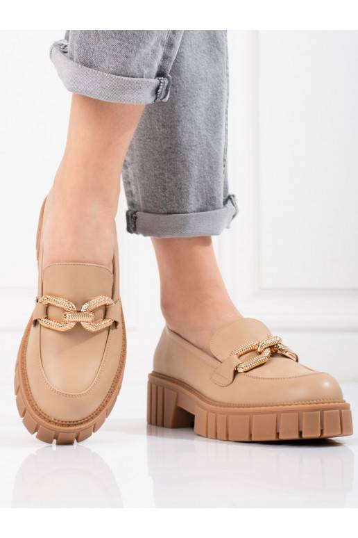 smėlio spalvos moteriški pusbačiai su platforma Shelovet