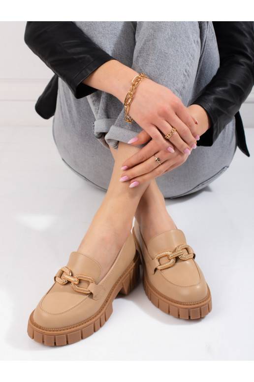 smėlio spalvos moteriški pusbačiai su platforma Shelovet