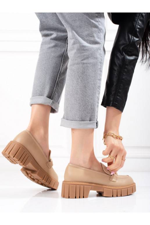 smėlio spalvos moteriški pusbačiai su platforma Shelovet