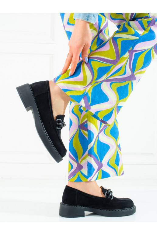 Moteriški mokasinai Potocki iš zomšos juodos spalvos Moteriški mokasinai Potocki iš zomšos juodos spalvos