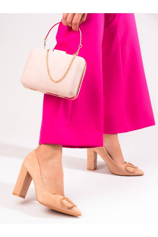 Aukštakulniai bateliai Vinceza iš zomšos smėlio spalvos