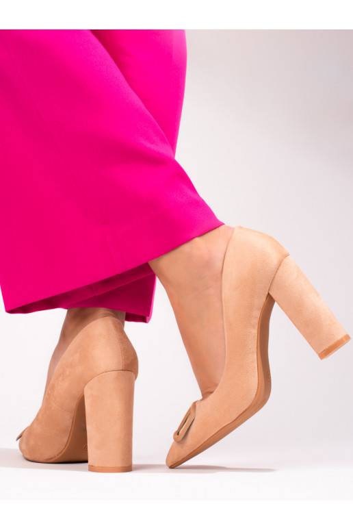 Aukštakulniai bateliai Vinceza iš zomšos smėlio spalvos