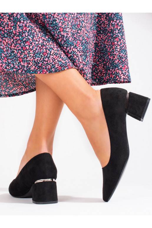 Aukštakulniai bateliai Vinceza žemu kulnu juodos spalvos