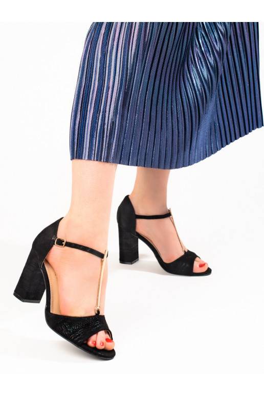 Juodos spalvos   sandalai su aukštu kulnu Shelovet Juodos spalvos   sandalai su aukštu kulnu Shelovet