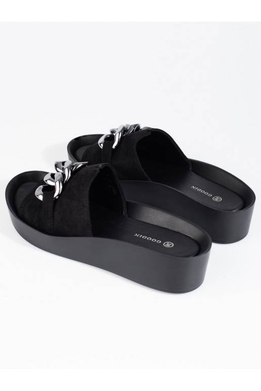 Patogūs juodos spalvos Šlepetės   Shelovet su grandinėle