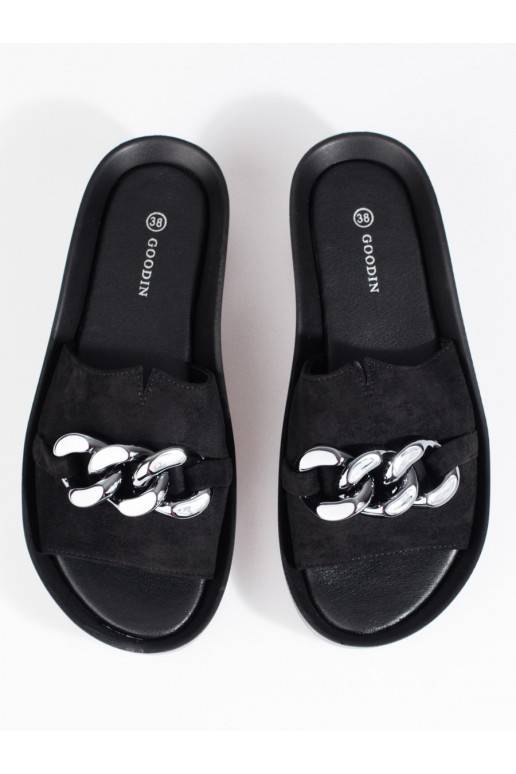 Patogūs juodos spalvos Šlepetės   Shelovet su grandinėle