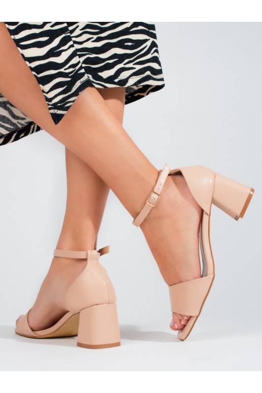 smėlio spalvos sandalai žemu kulnu Shelovet   smėlio spalvos sandalai žemu kulnu Shelovet