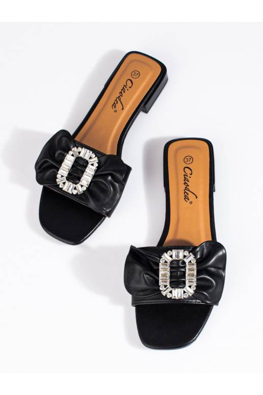 Juodos spalvos Šlepetės   su kaspinėliu Shelovet