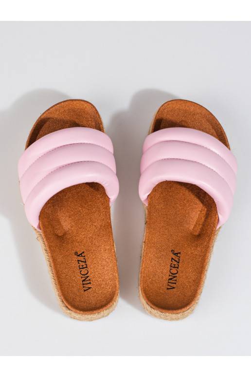 Šlepetės  espadrilės su masyviu kulnu Vinceza rožinės spalvos   Šlepetės  espadrilės su masyviu kulnu Vinceza rožinės spalvos