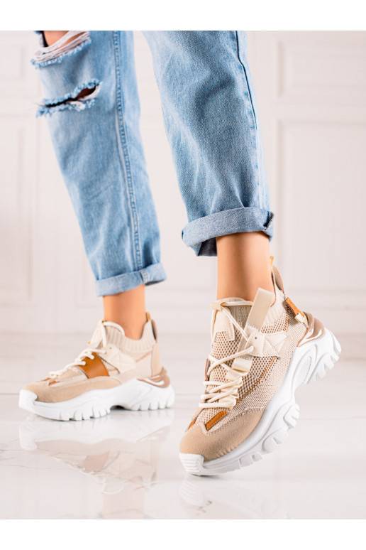 su raišteliais Sneakers batai modelio batai Shelovet smėlio spalvos