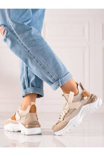 su raišteliais Sneakers batai modelio batai Shelovet smėlio spalvos 2