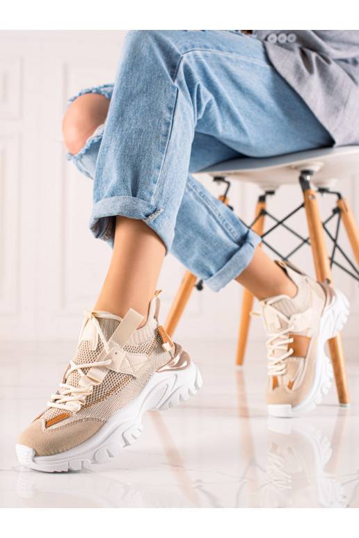 su raišteliais Sneakers batai modelio batai Shelovet smėlio spalvos