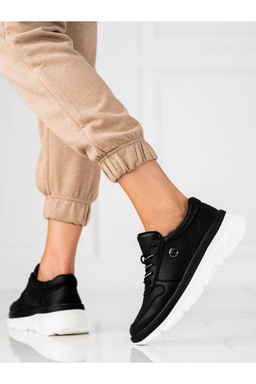 Juodos spalvos sportiniai batai Vinceza su masyviu kulnu