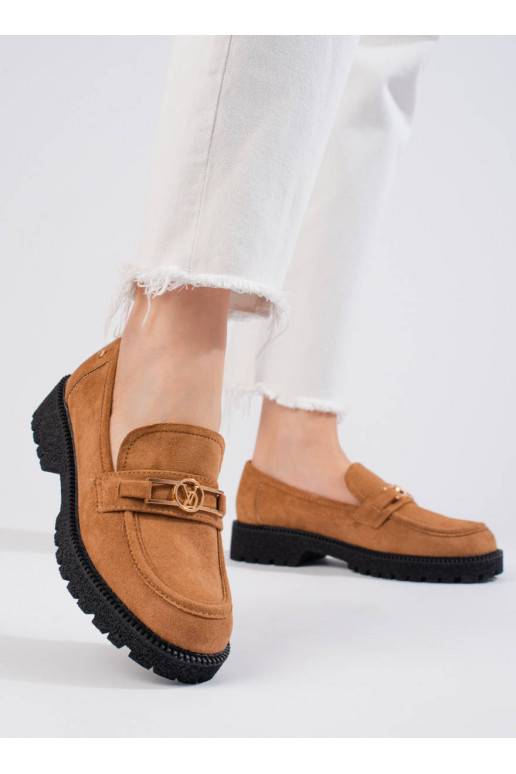 iš zomšos moteriški mokasinai Potocki rudos spalvos