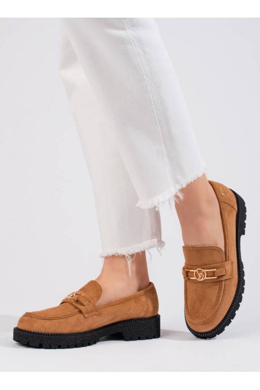 iš zomšos moteriški mokasinai Potocki rudos spalvos