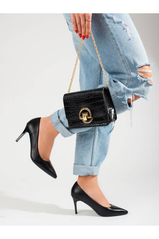   juodos spalvos aukštakulniai su plonu kulniuku Shelovet